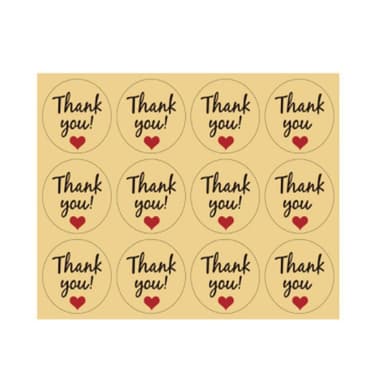 Thank You Stickers PVC Gul 38 mm 48-stykker