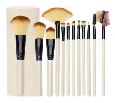 Make-up børster Sæt med opbevaringsboks 13 dele hvid