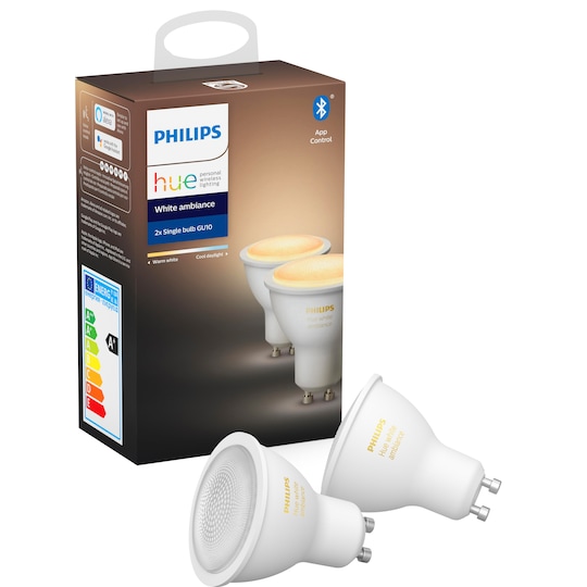 Philips Hue White ambiance LED-pære 6W GU10 - 2-pak