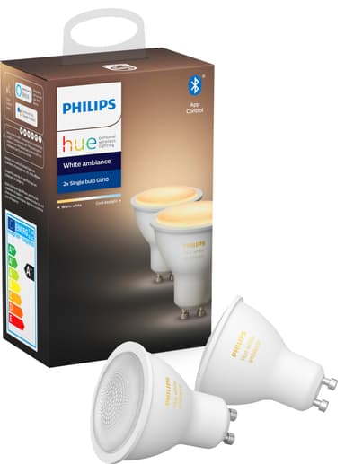 Philips Hue White ambiance LED-pære 6W GU10 - 2-pak