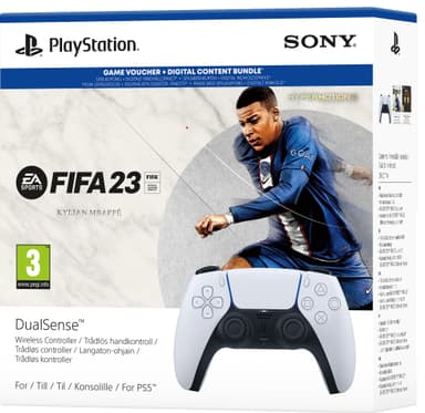 PS5 DualSense trådløs controller (hvid) + EA SPORTS FIFA 23 bundt