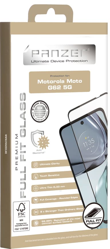 Panzer Full-Fit skærmbeskytter til Motorola Moto G62 5G
