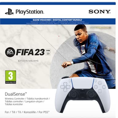 PS5 DualSense trådløs controller (hvid) + EA SPORTS FIFA 23 bundt