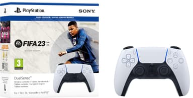 PS5 DualSense trådløs controller (hvid) + EA SPORTS FIFA 23 bundt