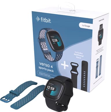 Fitbit Versa 4 smartwatch-pakke (sort/safir)