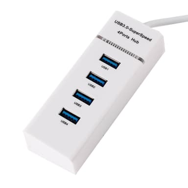 morbiditet forstørrelse Atticus 4-ports USB 3.0 Hub med forlænget kabel USB Hub til bærbar/notebook hvid |  Elgiganten