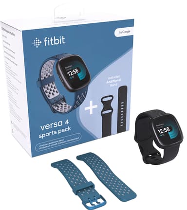 Fitbit Versa 4 smartwatch-pakke (sort/safir)