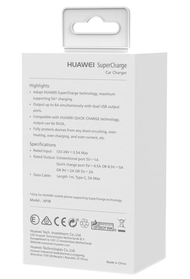 Huawei SuperCharger USB Type-C biloplader (sort)