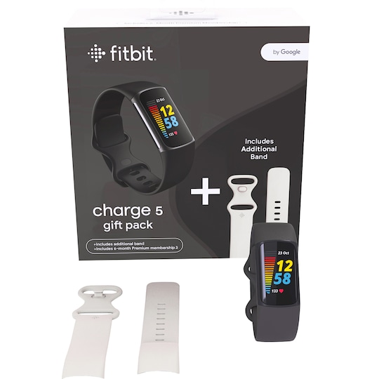 Fitbit Charge 5 aktivitetsmålerpakke (sort/hvidt)