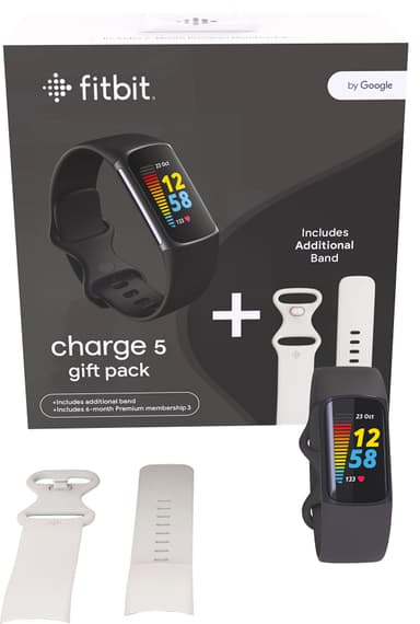 Fitbit Charge 5 aktivitetsmålerpakke (sort/hvidt)