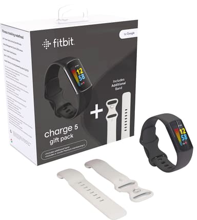 Fitbit Charge 5 aktivitetsmålerpakke (sort/hvidt)