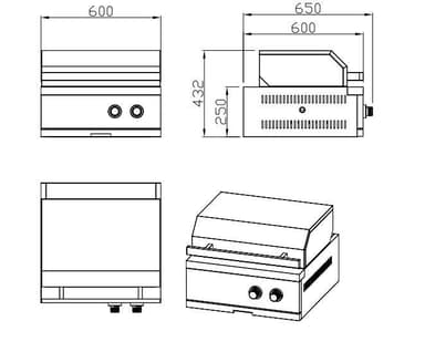 Nordic Line Sort  Udekøkken Integreret gasgrill (2 blus)