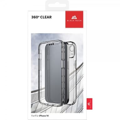 Black Rock iPhone 14 Plus Cover 360° Real Glass Case Sort Klar