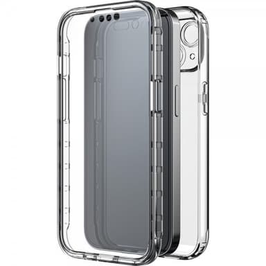 Black Rock iPhone 14 Plus Cover 360° Real Glass Case Sort Klar