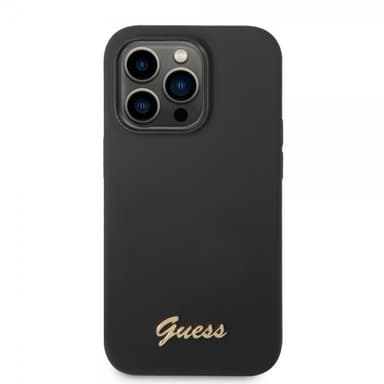 Guess iPhone 14 Pro Max Cover Liquid Silicone Metal Logo Sort