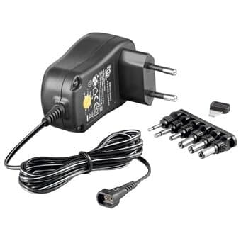 Strømadapter Universal 3-12V 12W med 6 Adaptere