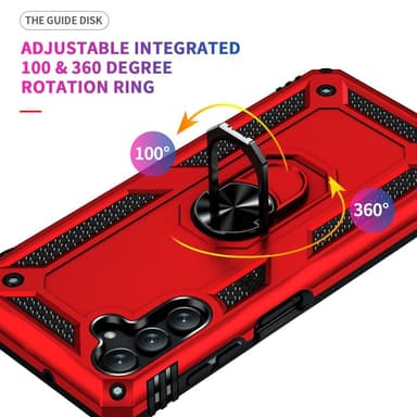 SKALO Samsung A13 5G Armor Hybrid metal ring cover - Rød