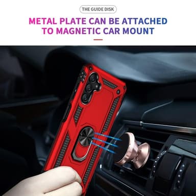 SKALO Samsung A13 5G Armor Hybrid metal ring cover - Rød