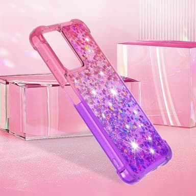 SKALO Xiaomi Redmi 10 5G Kvicksand Glitter Hjerter TPU Cover - Pink-Lilla