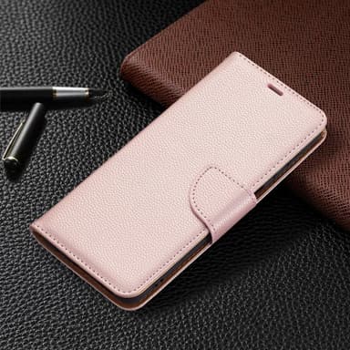 SKALO Samsung A13 5G Premium Litchi Flip Cover - Rosa guld