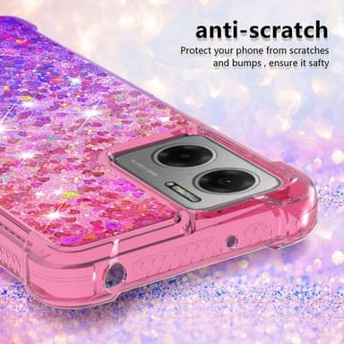 SKALO Xiaomi Redmi 10 5G Kvicksand Glitter Hjerter TPU Cover - Pink-Lilla