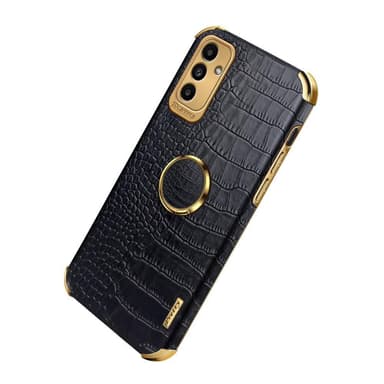 SKALO Samsung A04s 4G Crocodile Guldkant Cover - Sort