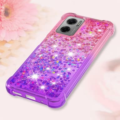 SKALO Xiaomi Redmi 10 5G Kvicksand Glitter Hjerter TPU Cover - Pink-Lilla