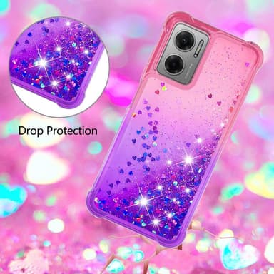 SKALO Xiaomi Redmi 10 5G Kvicksand Glitter Hjerter TPU Cover - Pink-Lilla