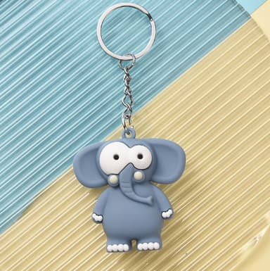 Sød elefant tegneserie dyr nøglering MultiColor