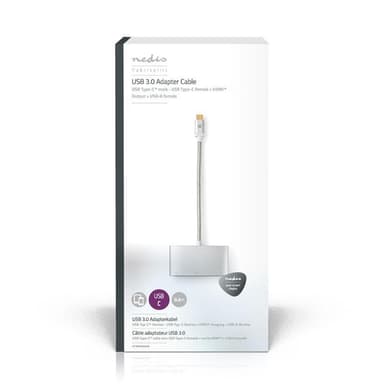 Nedis USB Multi-Port Adapter | USB 3.2 Gen 1 | USB-C™ Han | HDMI ™ -udgang / USB-A Hun / USB-C™ Hun | 5 Gbps | 0.20 m | Runde | Guldplateret | Flettet / Nylon | Sølv | Cover Window Box