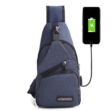 Crossbody rygsæk med USB-opladningsport Mørkeblå