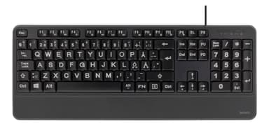 DELTACO Full-size big letter keyboard, blue LED backlight, USB, black