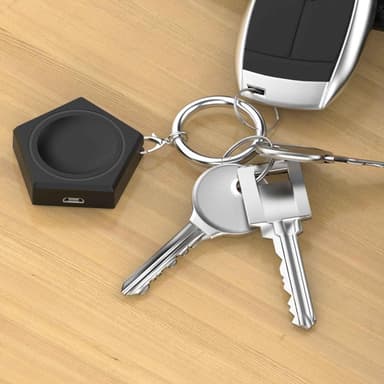 Trådløs oplader til Huawei Watch 3 Pro Pentagonal Smart Watch opladningsstation med nøglering - sort