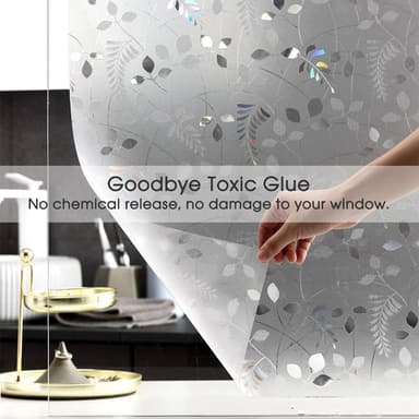 Privacy Window Film 3D Leaves hvid 100 x 60 cm