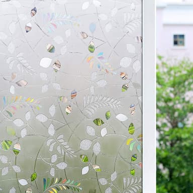 Privacy Window Film 3D Leaves hvid 100 x 60 cm