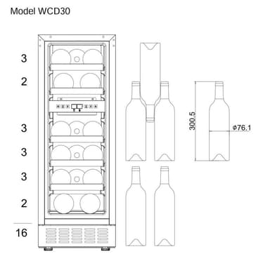 Vinkøleskab til indbygning - WineCave 30D Powder White