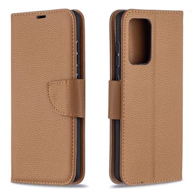 SKALO Samsung A52/A52s Premium Litchi Flip Cover - Brun