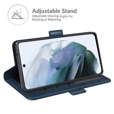 SKALO Samsung S21 FE Premium Wallet Flip Cover - Blå