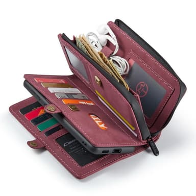 CaseMe Samsung S21 FE CaseMe Big Wallet 2in1 Magnet Pungetui - Rød