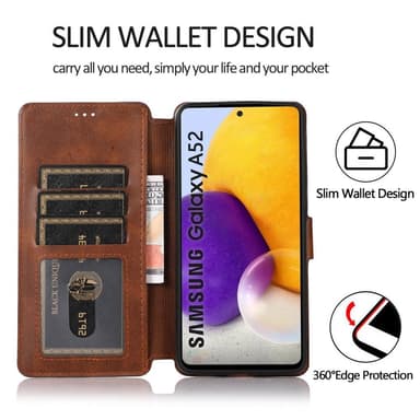 SKALO Samsung A52/A52s Premium Cut Flip Cover - Brun