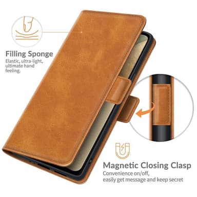 SKALO Samsung A22 5G Premium Wallet Flip Cover - Lys brun