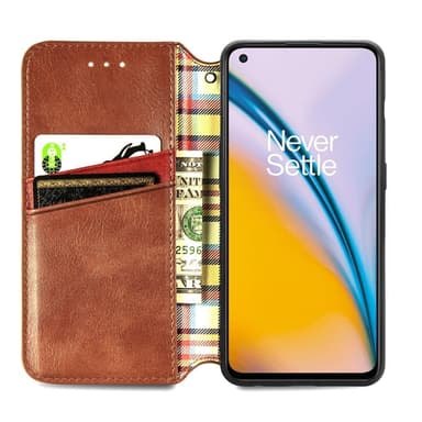 SKALO OnePlus Nord 2 Premium Pungetui med prægning - Brun