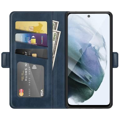 SKALO Samsung S21 FE Premium Wallet Flip Cover - Blå