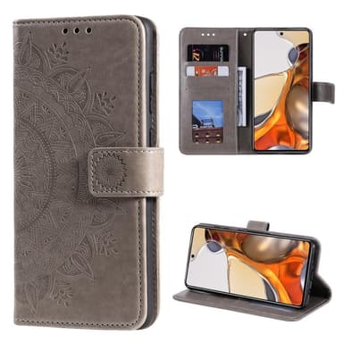 SKALO Xiaomi 11T/11T Pro Mandala Flip Cover - Grå