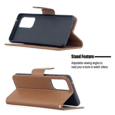 SKALO Samsung A52/A52s Premium Litchi Flip Cover - Brun