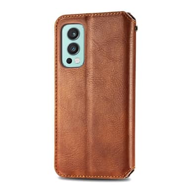 SKALO OnePlus Nord 2 Premium Pungetui med prægning - Brun