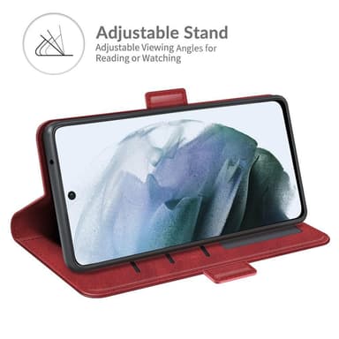 SKALO Samsung S21 FE Premium Wallet Flip Cover - Rød