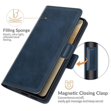 SKALO Samsung A22 5G Premium Wallet Flip Cover - Blå