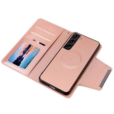 SKALO Samsung S22+ DOLIZMA 2 i 1 magnetisk pungetui - Rosa guld - Rosa guld