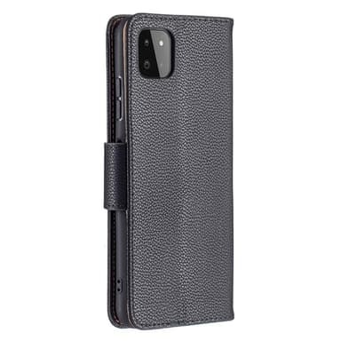 SKALO Samsung A22 5G Premium Litchi Flip Cover - Sort